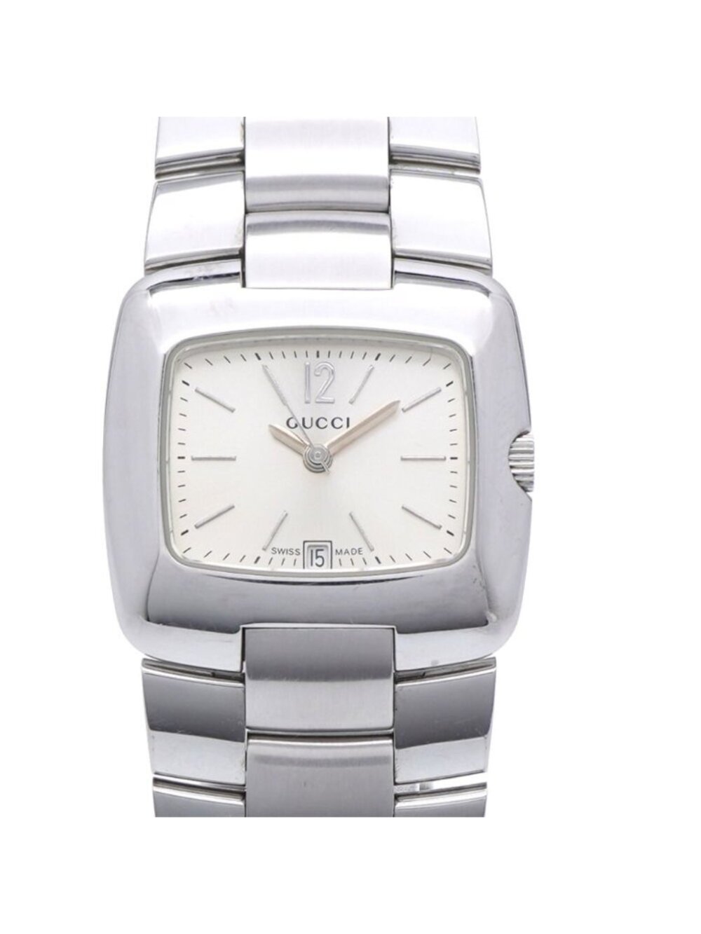 Gucci Square Quartz Watch SS Silver
